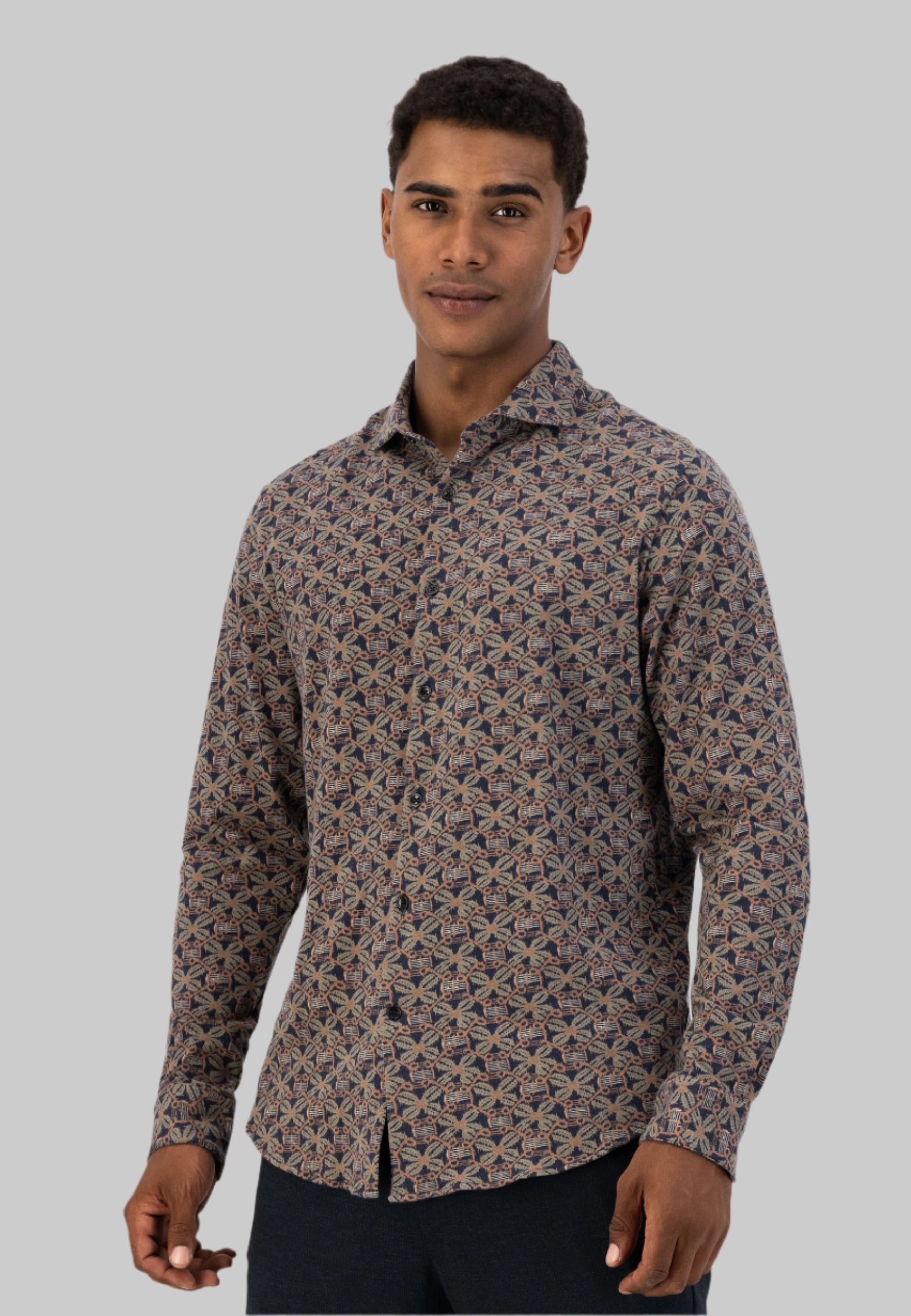 Ikat Melange Jersey Knit Shirt