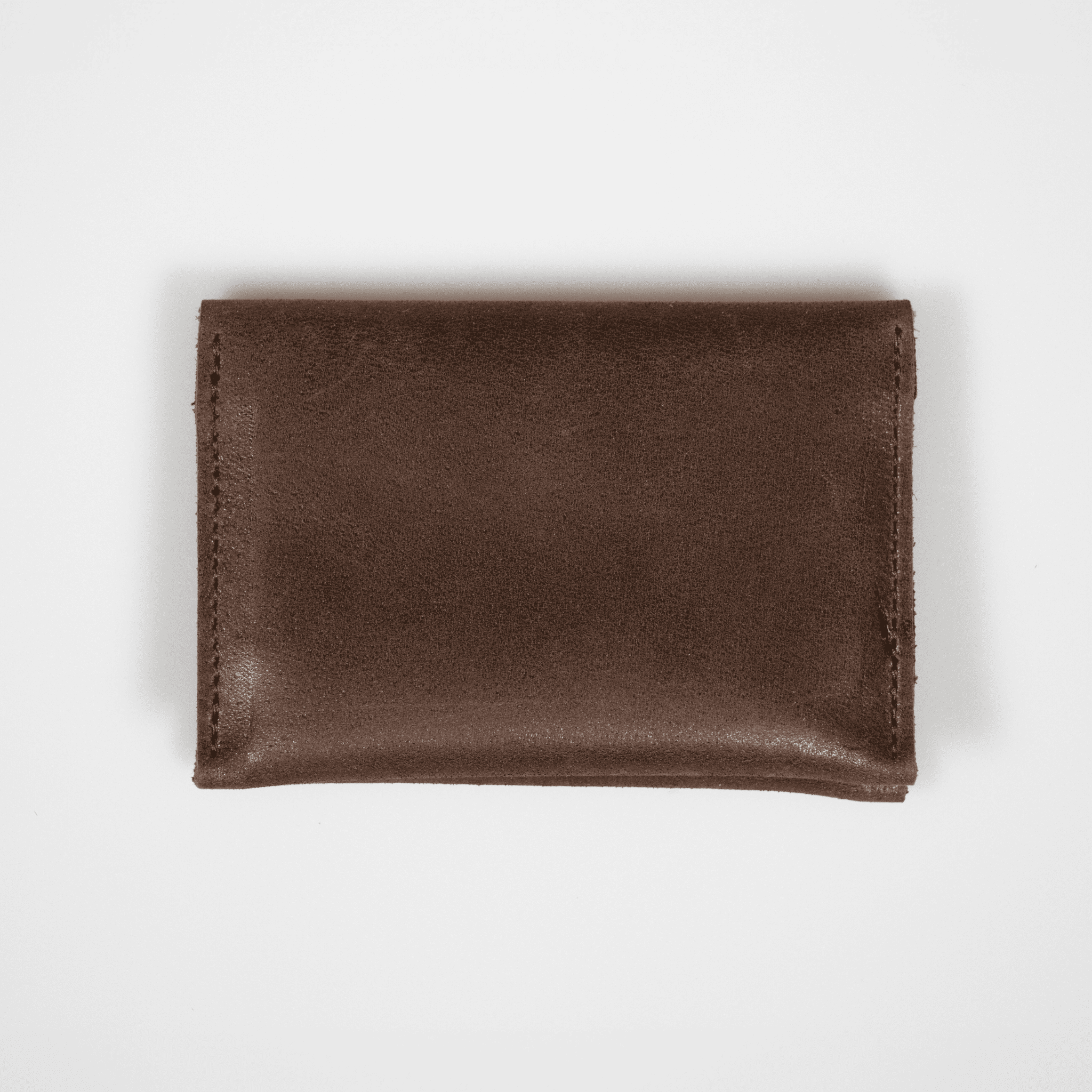 Leather Folded Card Wallet - Brown
