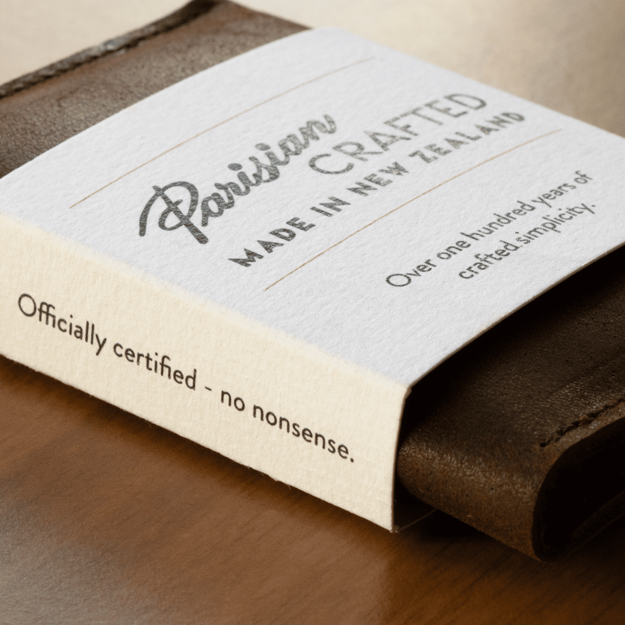 Leather Folded Card Wallet - Brown