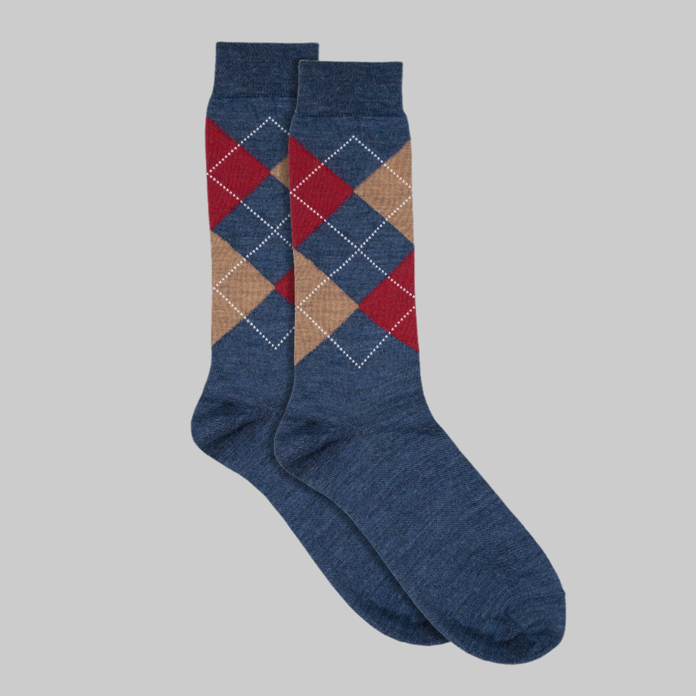 Denim Burgundy Argyle Sock