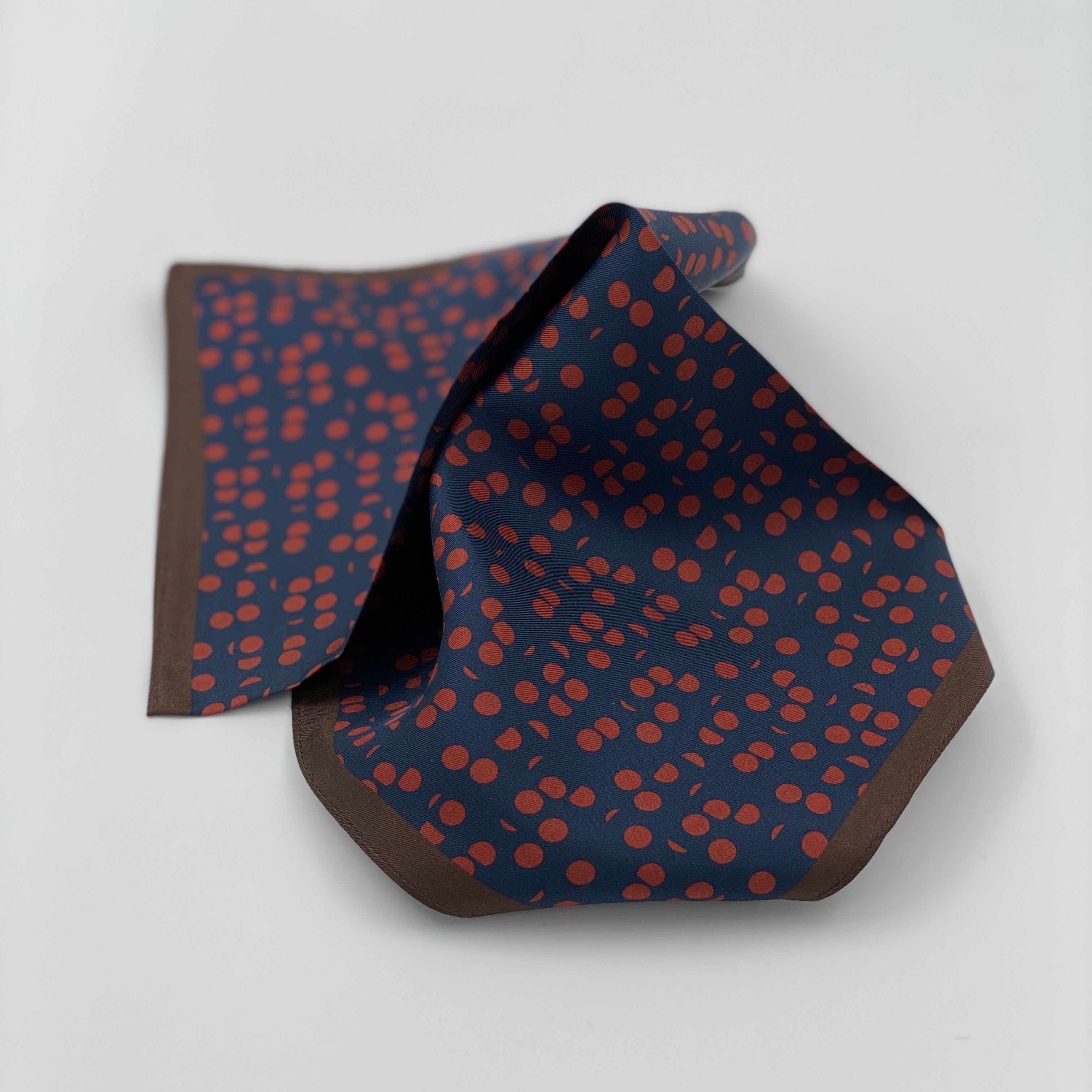Navy with Rust Spot Monti Castello Pocket Square