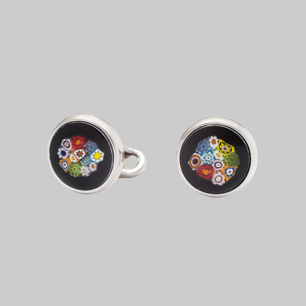 Murano Round Black - Cufflinks with Venetian Glasses