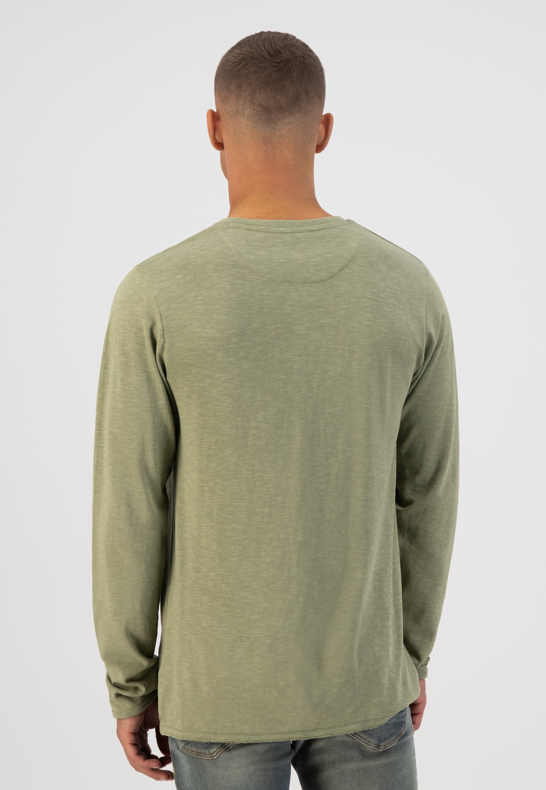 Henley Long Sleeve in Oil Green by Dstrezzed
