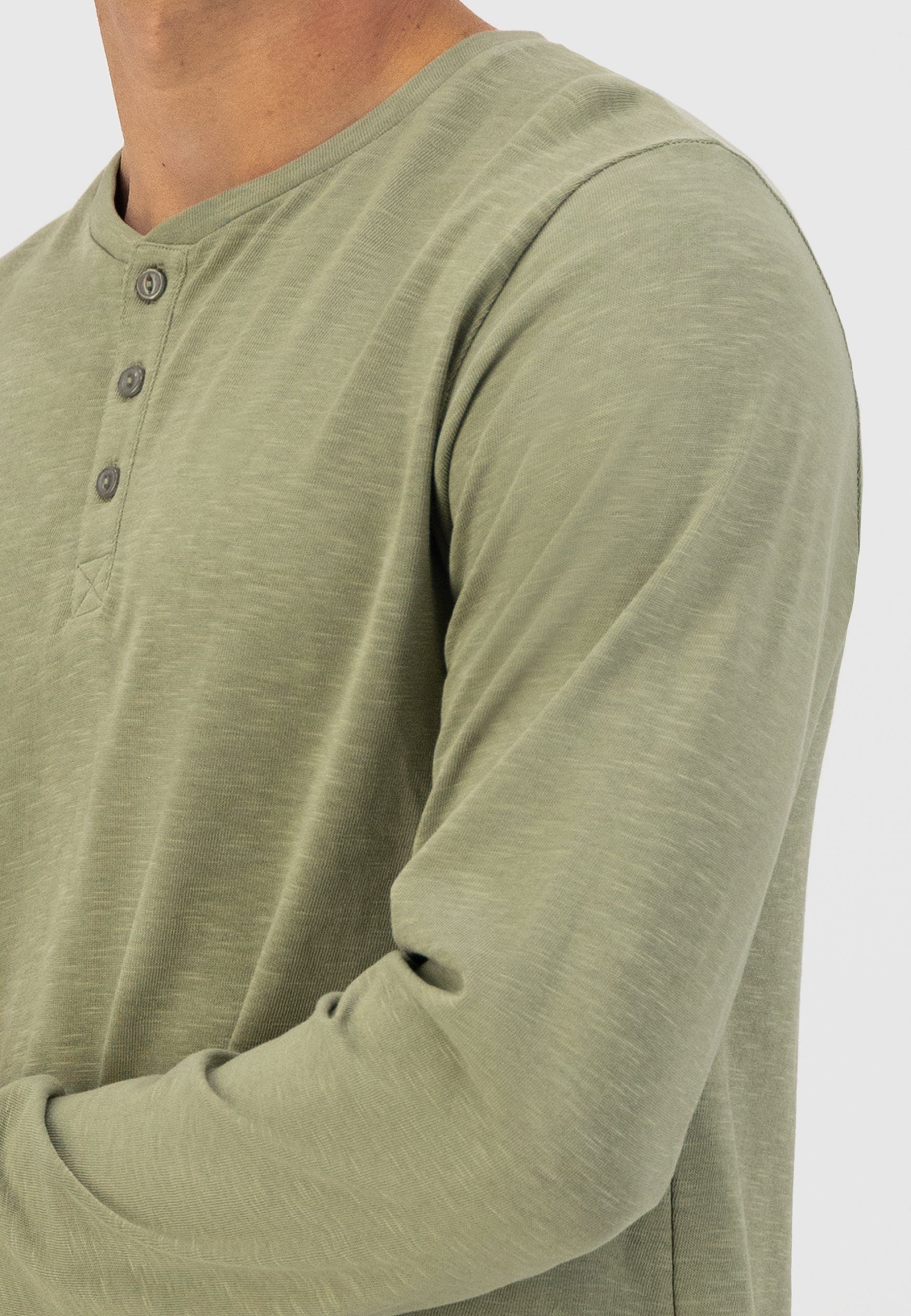 Henley Long Sleeve in Oil Green by Dstrezzed