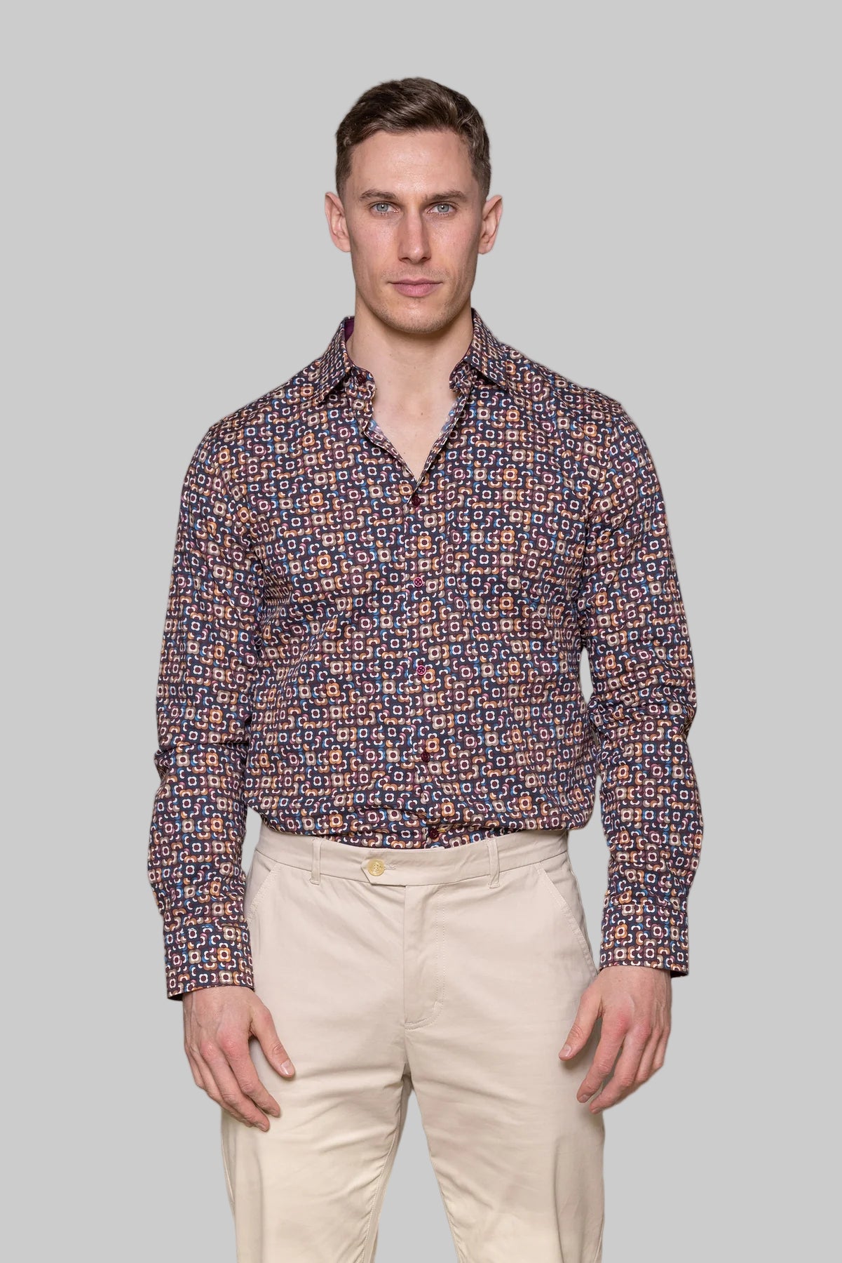 Beaumont Floral Shirt Bordeaux by Cutler