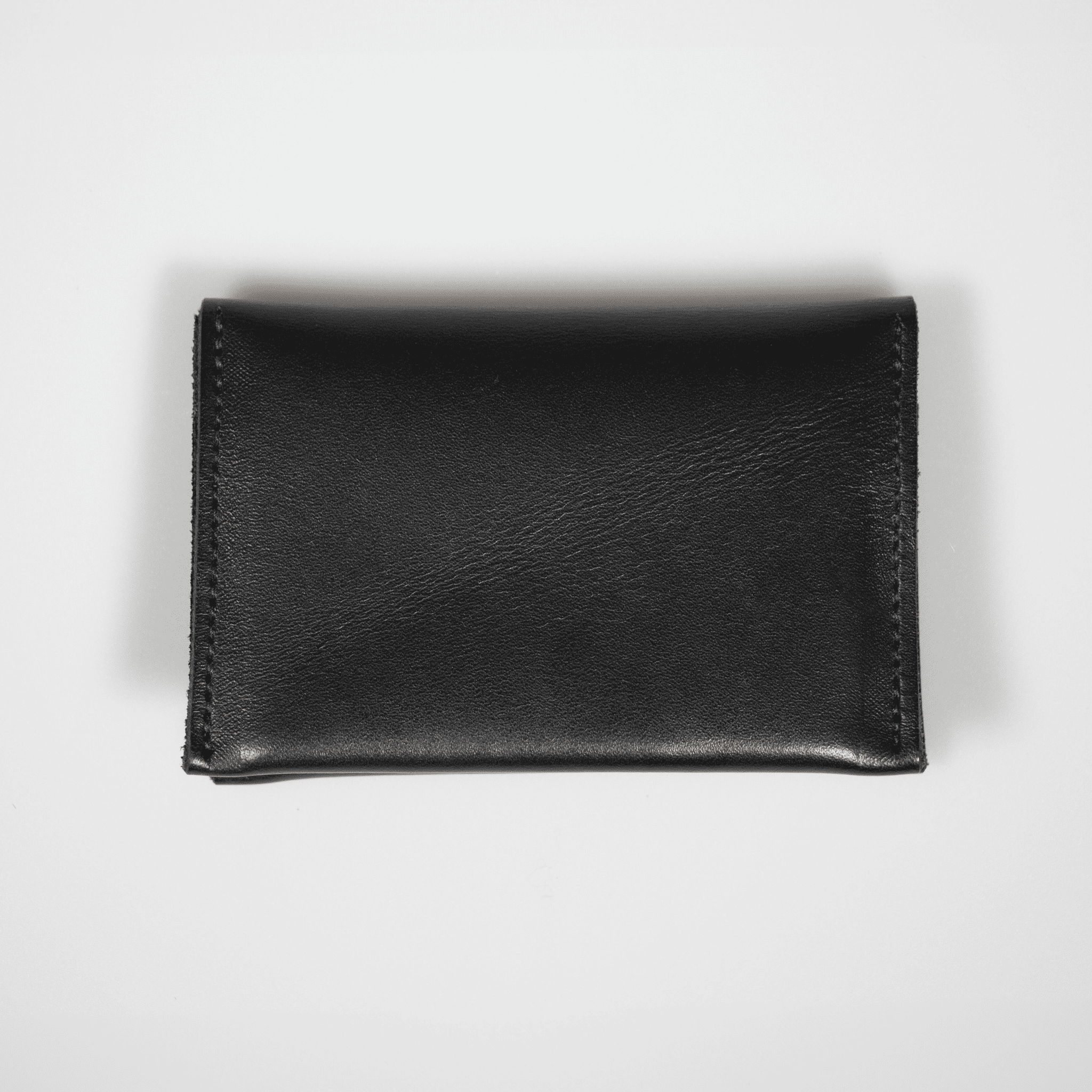 Leather Folded Card Wallet - Black