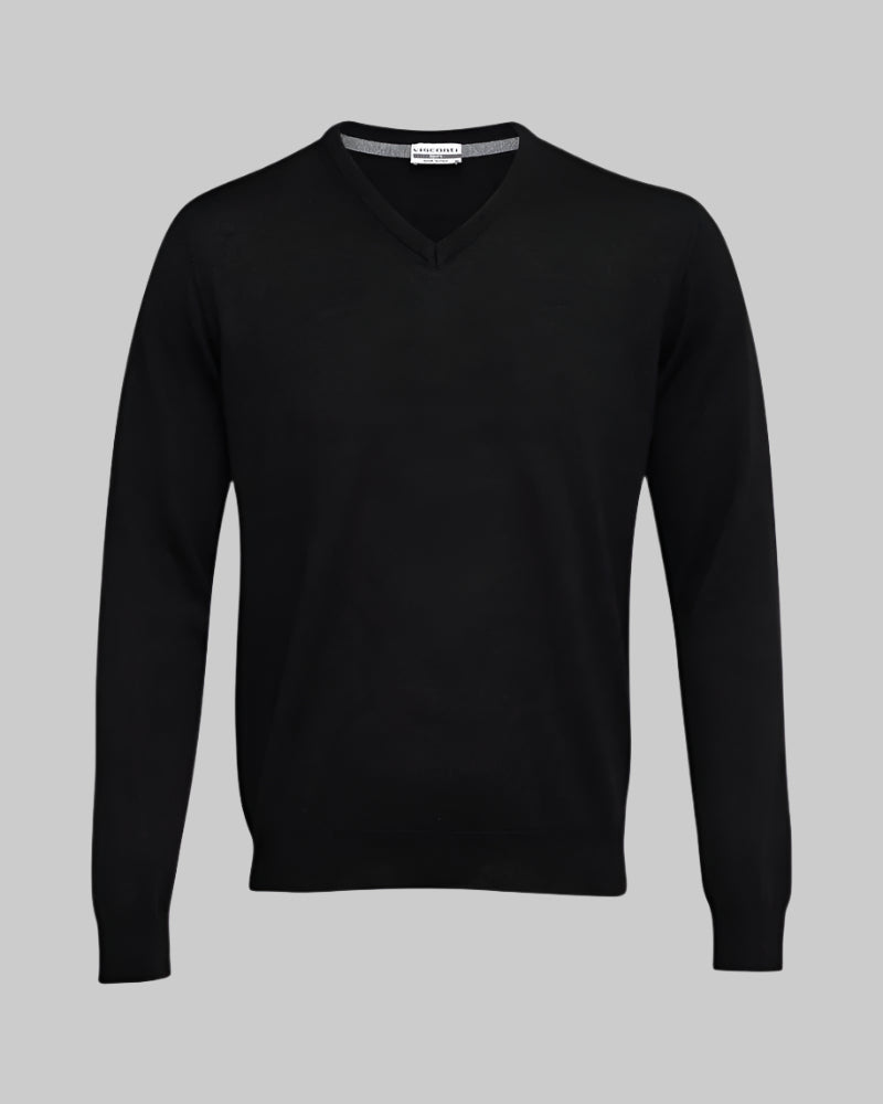Black V Neck Merino
