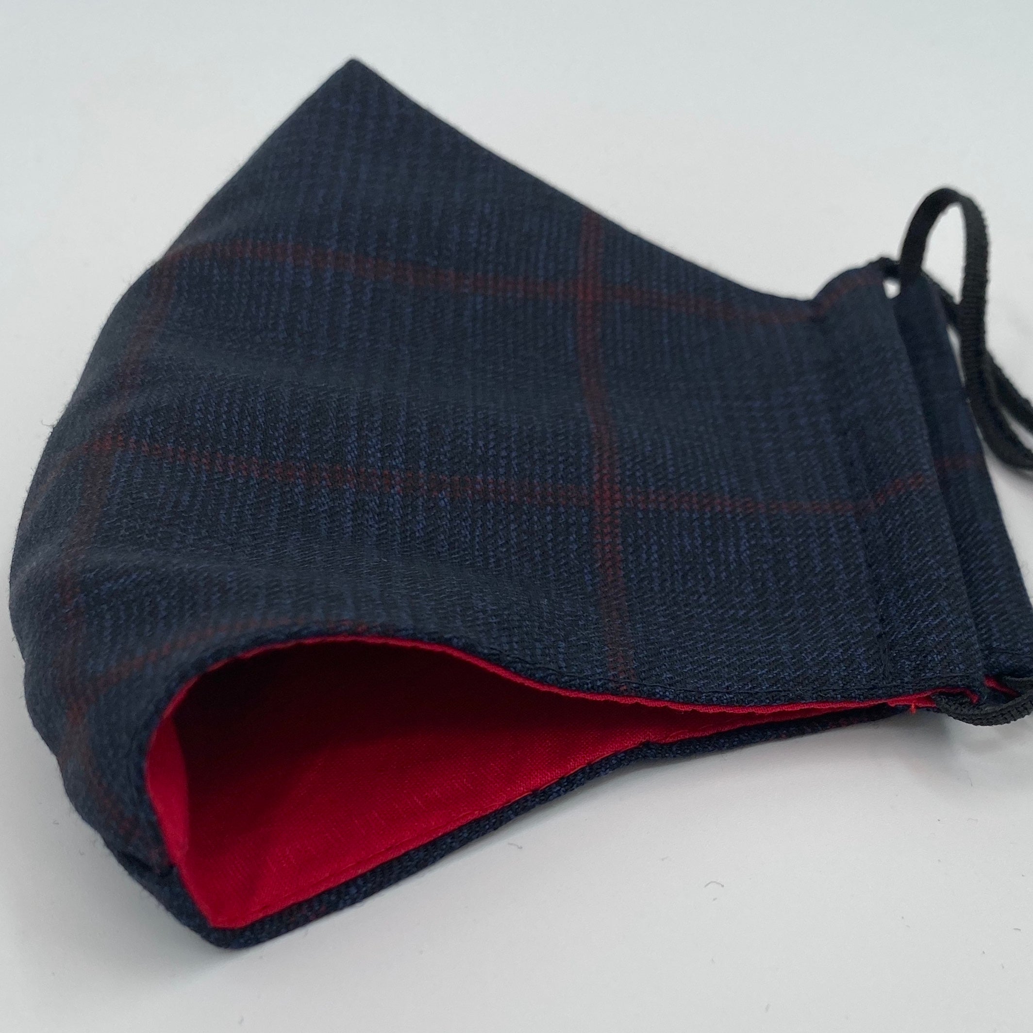 NEW - Antimicrobial Textile Navy with Red Check