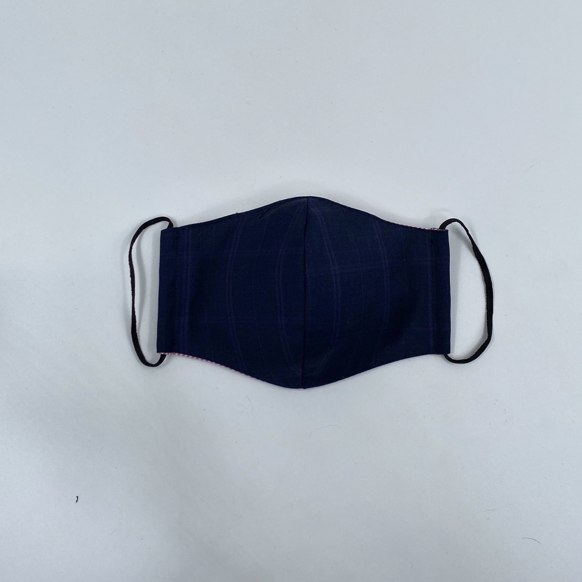 Face Mask - Navy Subtle Check with contrast Blue check.