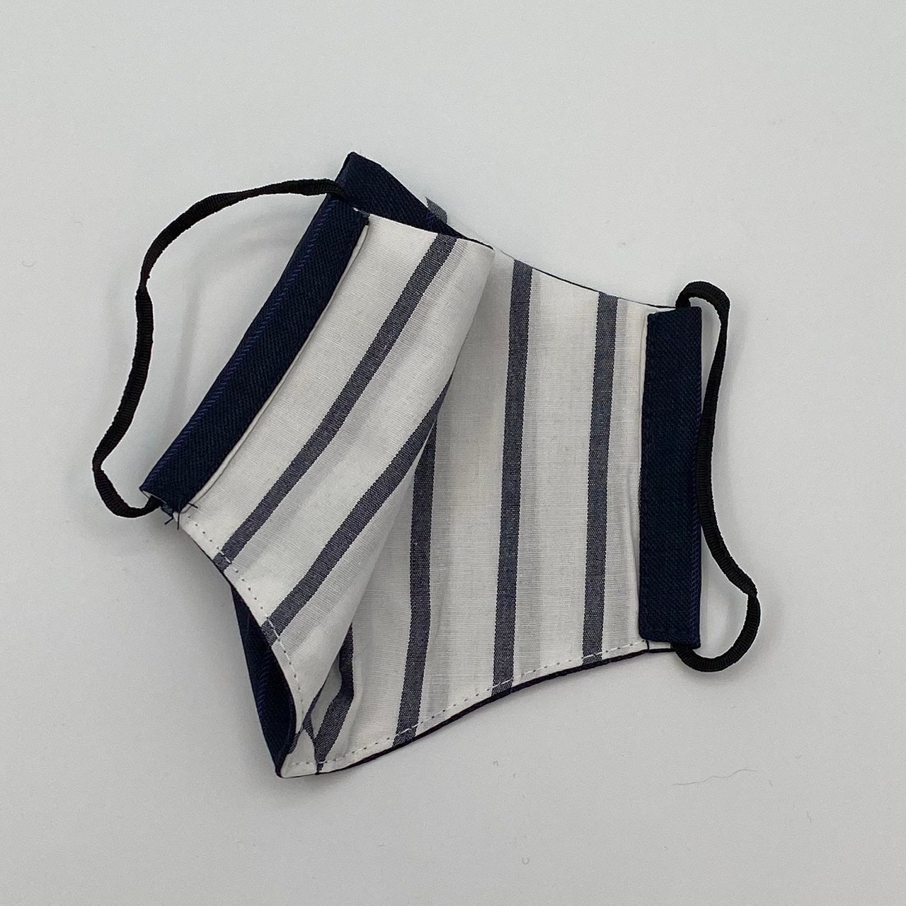 Face Mask - Navy Blue Stripe with Grey and White