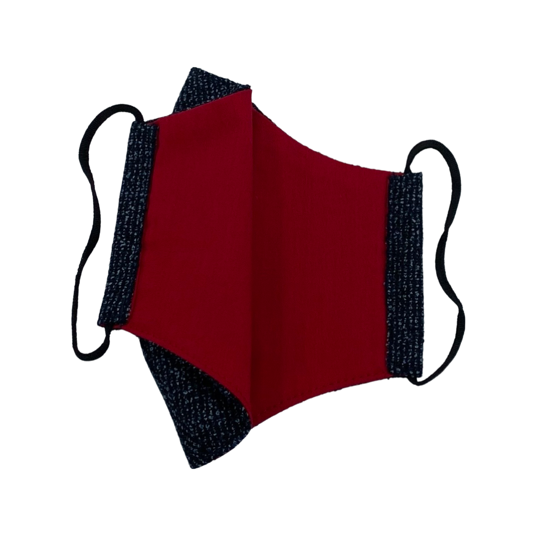 Face Mask - Blue Dorsilk with contrast Red