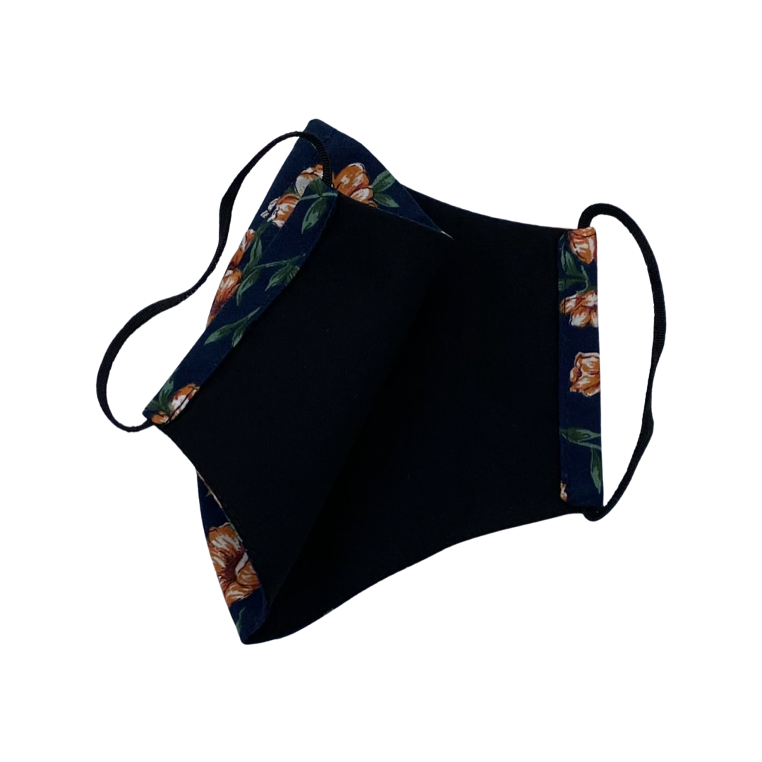 Face Mask -  Louise Floral with Contrast Black