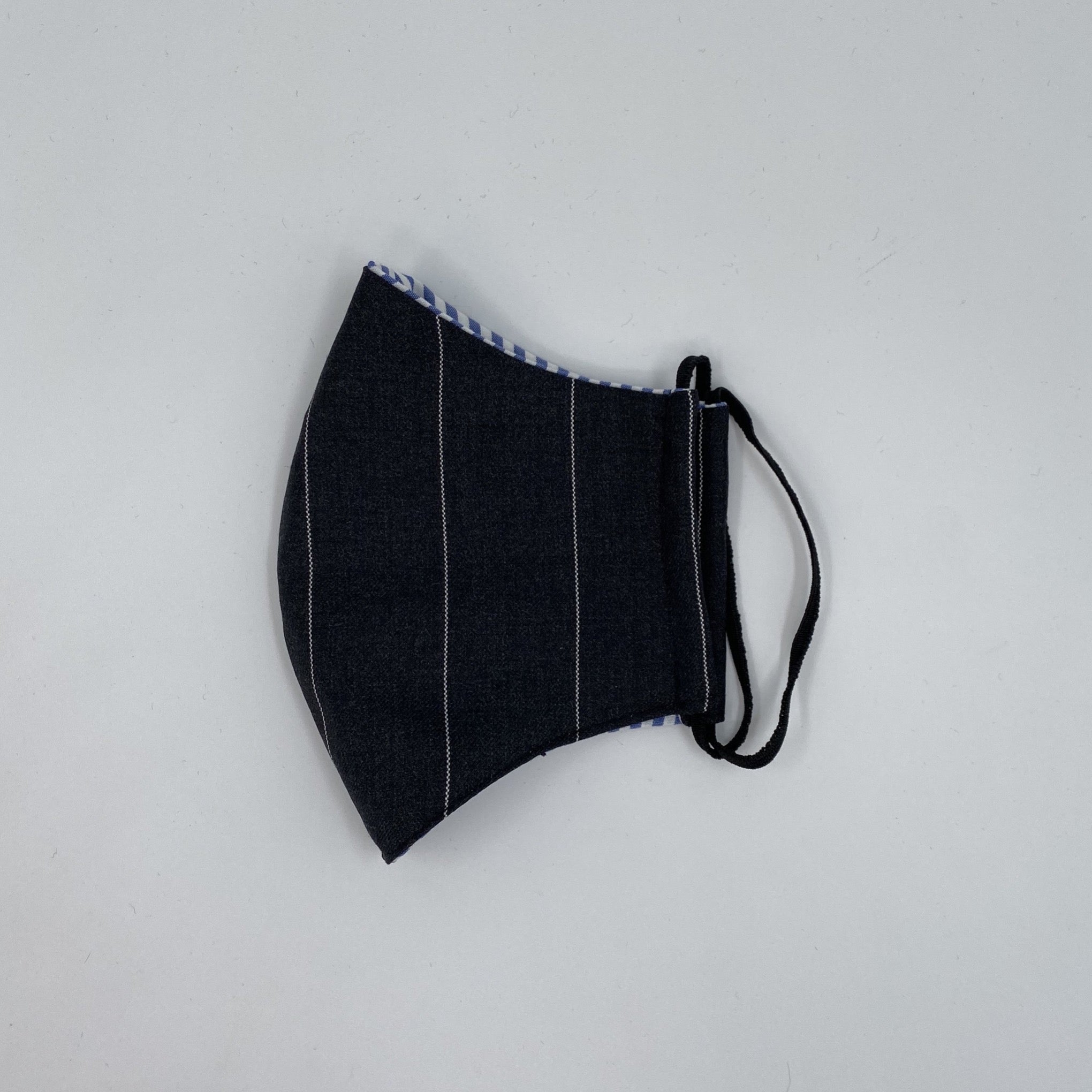 Face Mask - Grey Stripe with Contrast Blue & White Stripe